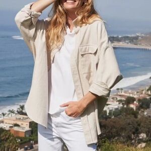 Frank & Eileen XS/Small McLoghlin Oversize Utility Shirt Vintage White Flannel